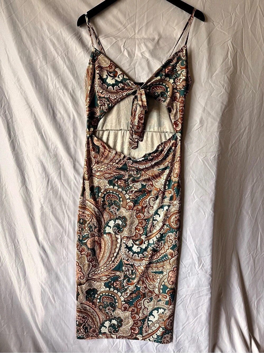 Forever 21 Paisley Cutout Midi Dress in Blue & Brown Size Large